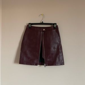 Topshop, size 2, burgundy leather skirt